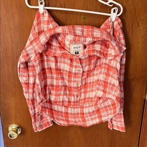 American Eagle Outfitters Red Plaid Button Down Shirt